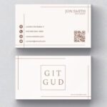 Elegant gold foil business cards with "GIT GUD" design, contact information, and QR code, ideal for premium branding.