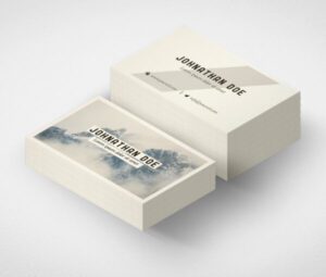 Creative business cards with unique designs, featuring mountains, perfect for professional branding.