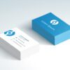 Eco-friendly recycled business cards with a modern blue and white design, featuring a logo, ideal for sustainable branding.