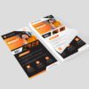 Professional DL flyer design template with modern orange accents, promoting body shaping services and special discounts.
