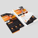 Professional DL flyer design template with modern orange accents, promoting body shaping services and special discounts.