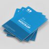 Stack of professional A4 self-cover booklets with blue branding, perfect for showcasing your business's content and design.