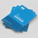 Stack of professional A4 self-cover booklets with blue branding, perfect for showcasing your business's content and design.