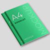 Two A4 hard cover booklet mockups in a vibrant green, ideal for professional presentations, catalogs, or branded materials.
