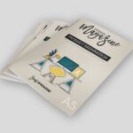 Stack of A5 self-cover booklets with illustrated design cover and clean professional finish