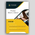 Corporate 40cm x 50cm poster. The design features a handshake photo, a brand logo, and space for headline text.