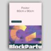 Trendy 60cm x 90cm poster. It features a modern, abstract design with geometric shapes and a "Block Party" title.