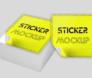 A stack of square stickers with a bright yellow design, showcasing their high quality and ideal for product branding and labeling.