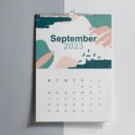 A stylish wall calendar for September, featuring a modern abstract design with muted pastel colors
