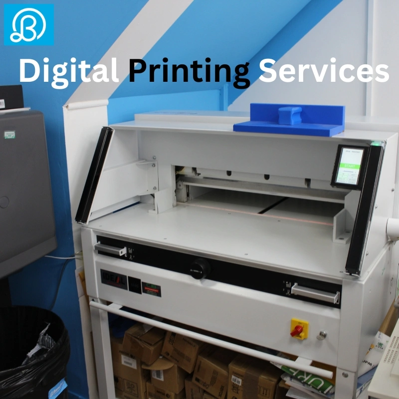 Barno Print's industrial paper cutter machine used for digital printing services near Liverpool Street Station